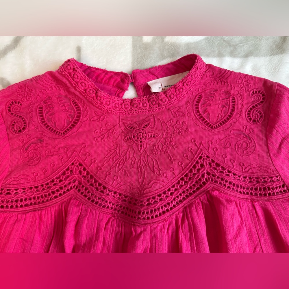 Anthropologie Fuchsia Lace Blouse - Picture 5 of 14